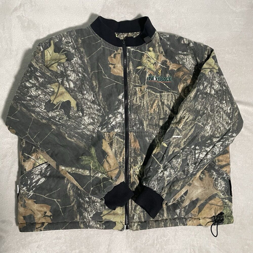 Vintage Mens Browning Mossy Oak Camo Jacket Thermore No Trace Reversible Size XL